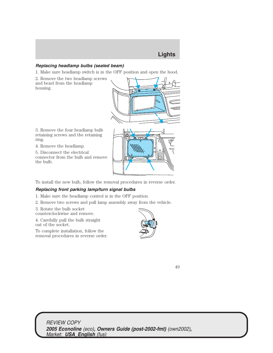 Lights | FORD 2005 E-450 v.1 User Manual | Page 49 / 248