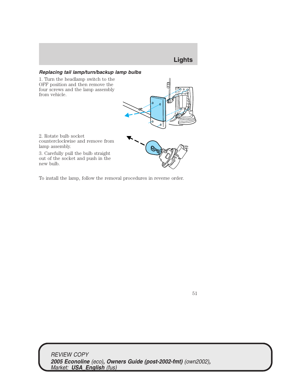 Lights | FORD 2005 E-450 v.1 User Manual | Page 51 / 248