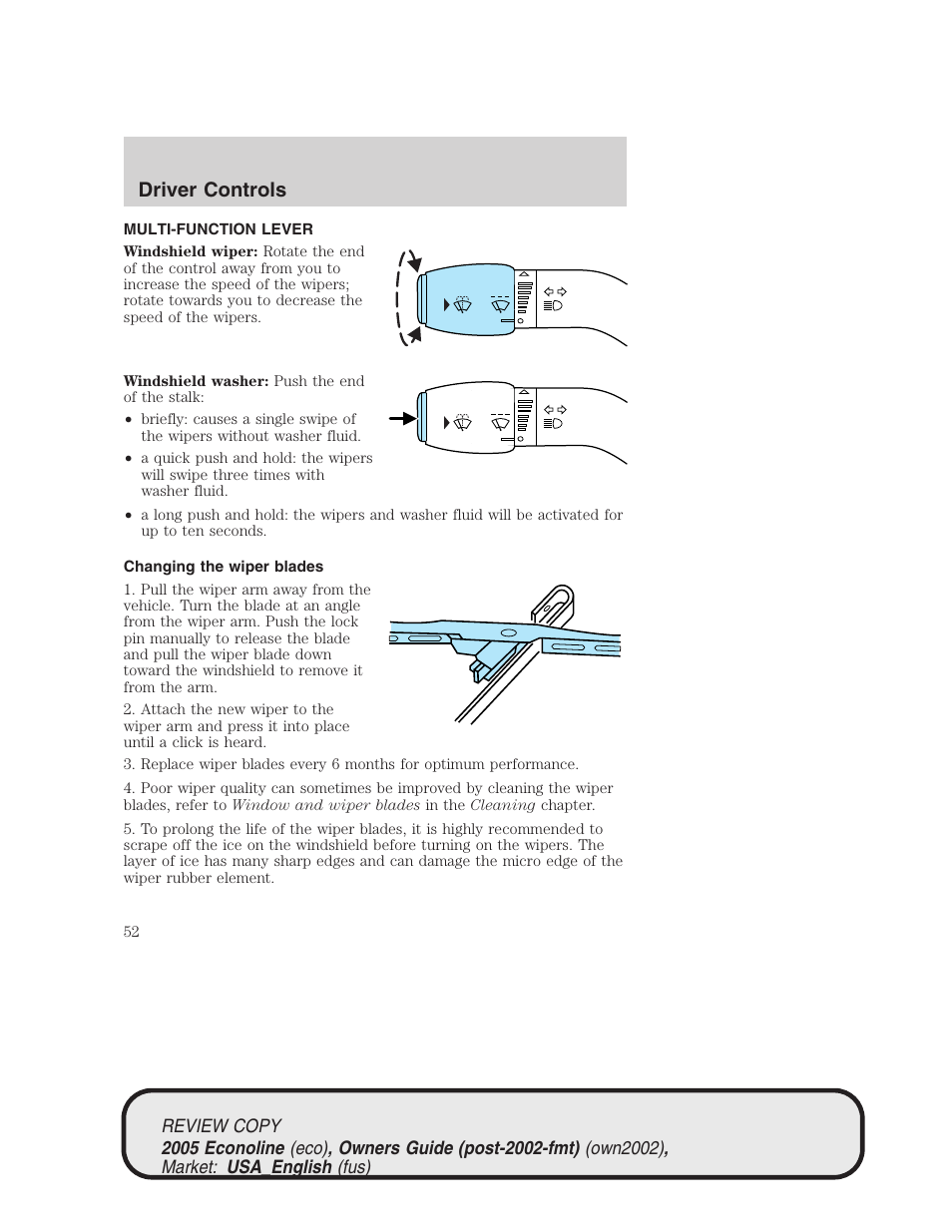 Driver controls | FORD 2005 E-450 v.1 User Manual | Page 52 / 248