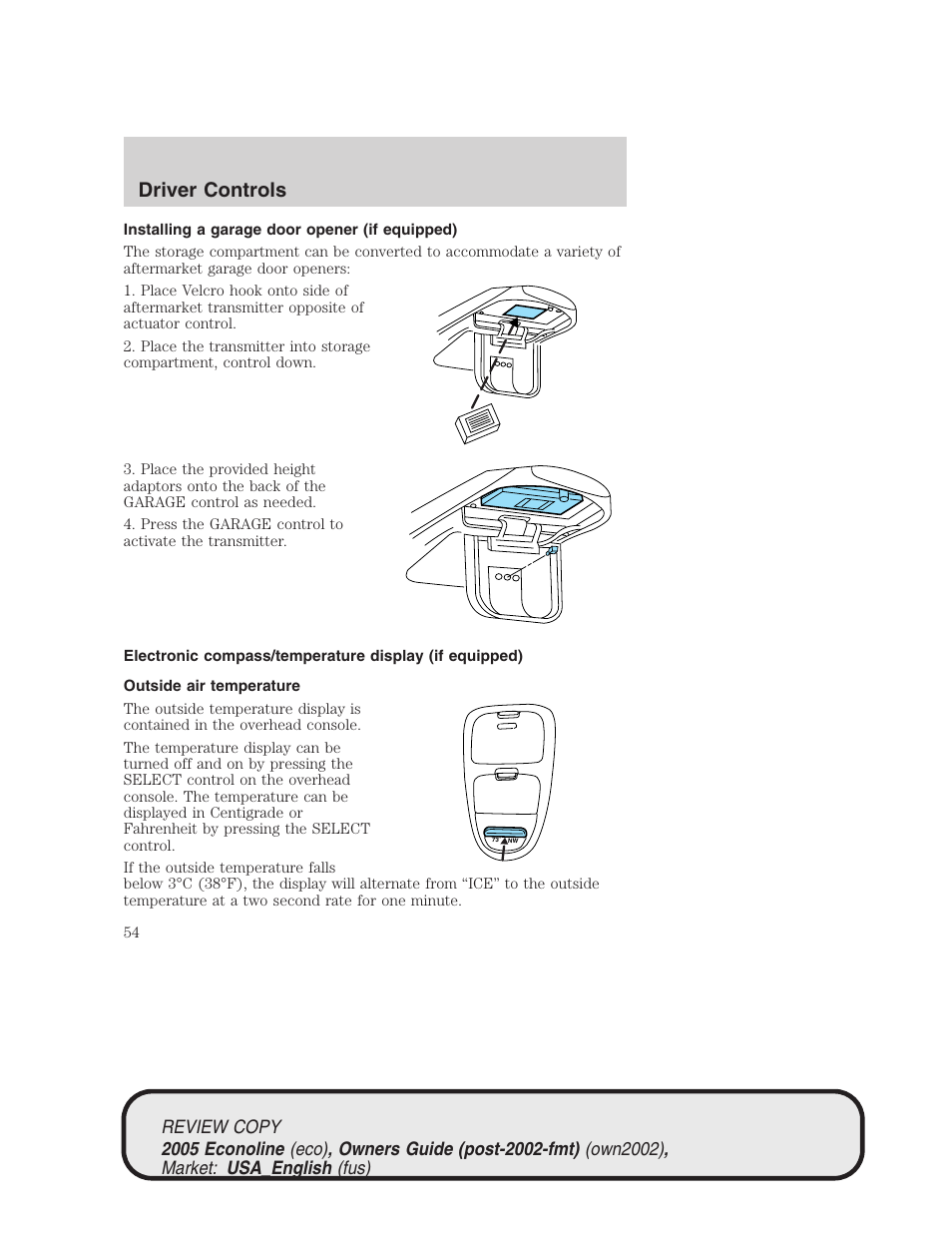 Driver controls | FORD 2005 E-450 v.1 User Manual | Page 54 / 248