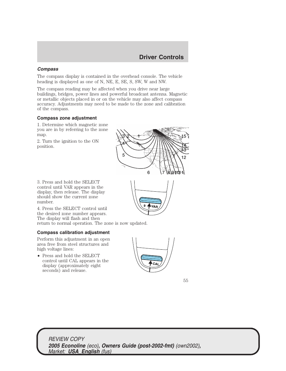 Driver controls | FORD 2005 E-450 v.1 User Manual | Page 55 / 248