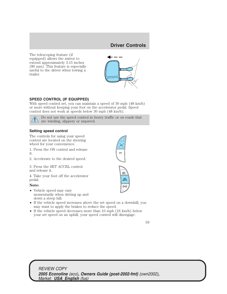 Driver controls | FORD 2005 E-450 v.1 User Manual | Page 59 / 248