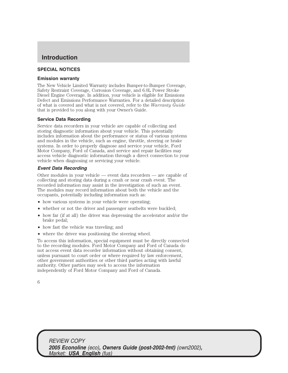 Introduction | FORD 2005 E-450 v.1 User Manual | Page 6 / 248