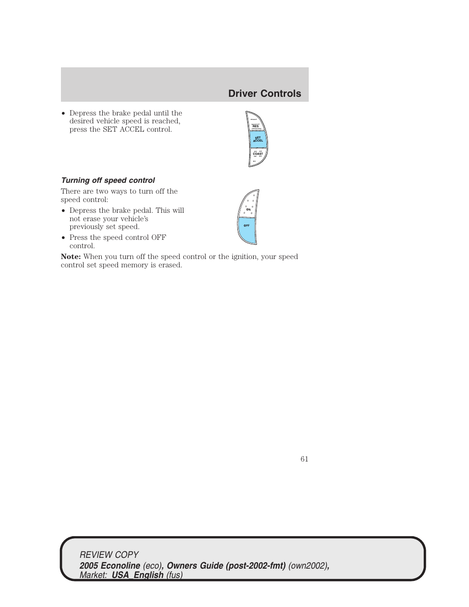 Driver controls | FORD 2005 E-450 v.1 User Manual | Page 61 / 248