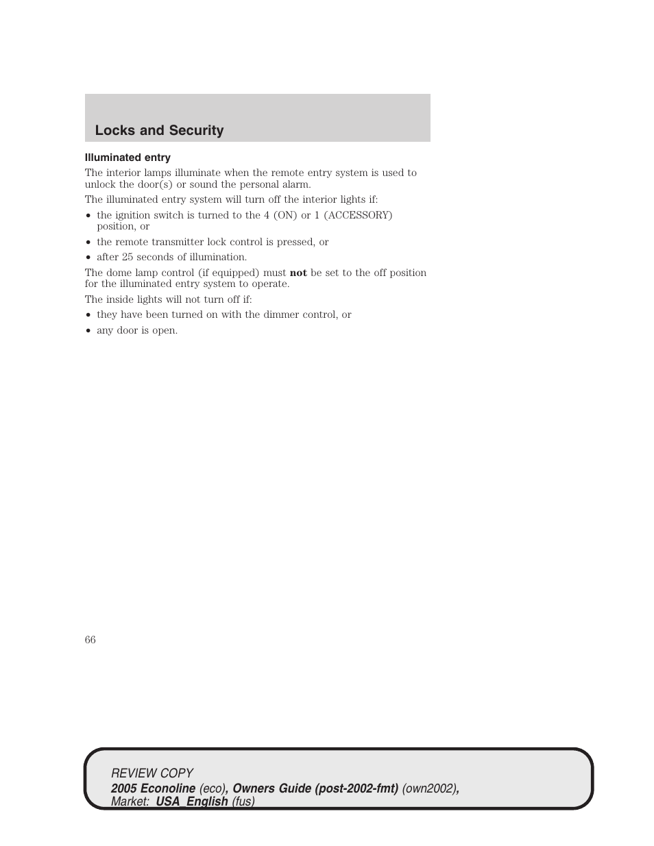 Locks and security | FORD 2005 E-450 v.1 User Manual | Page 66 / 248