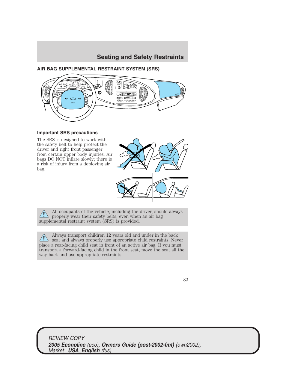 Seating and safety restraints | FORD 2005 E-450 v.1 User Manual | Page 83 / 248