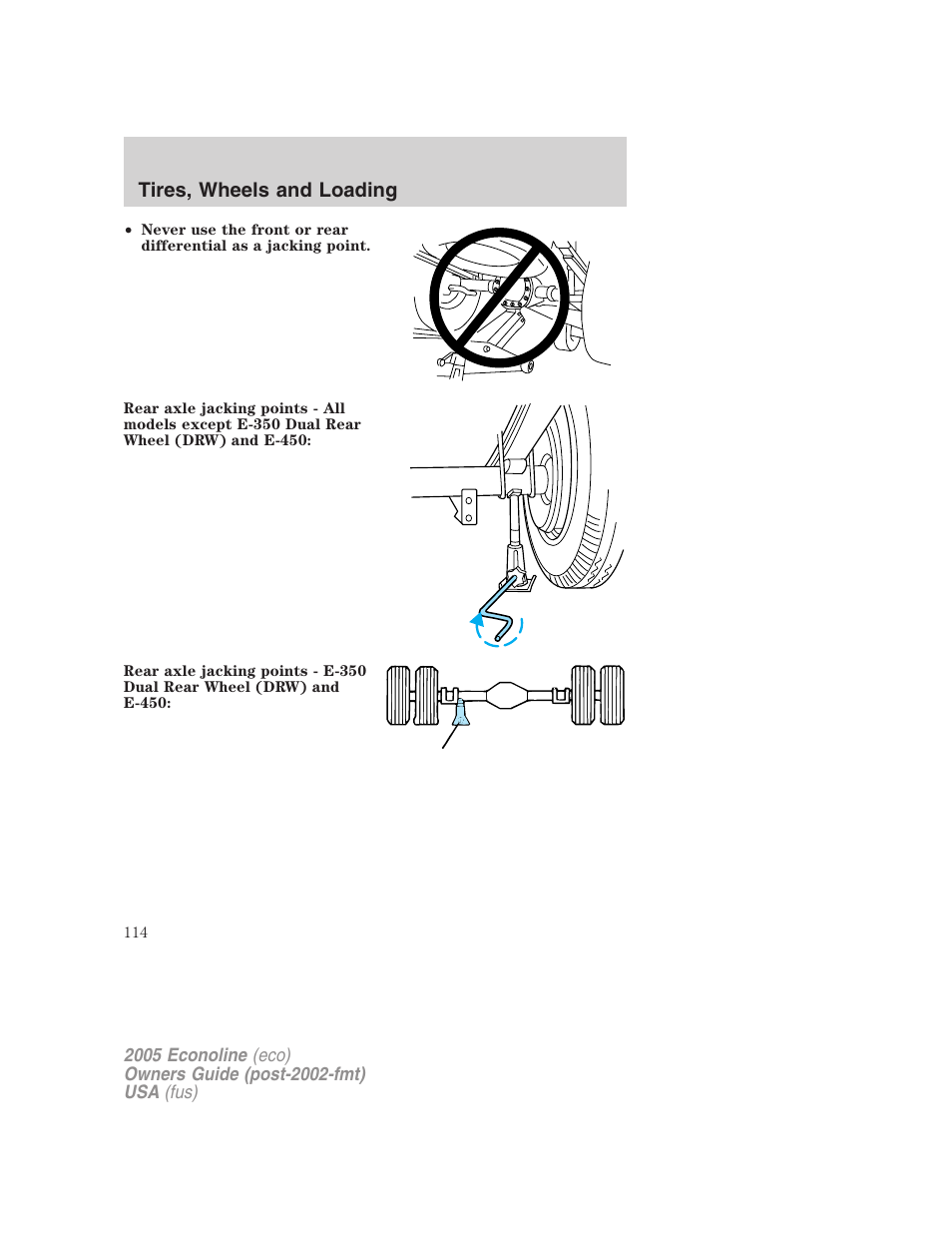 Tires, wheels and loading | FORD 2005 E-450 v.3 User Manual | Page 114 / 248