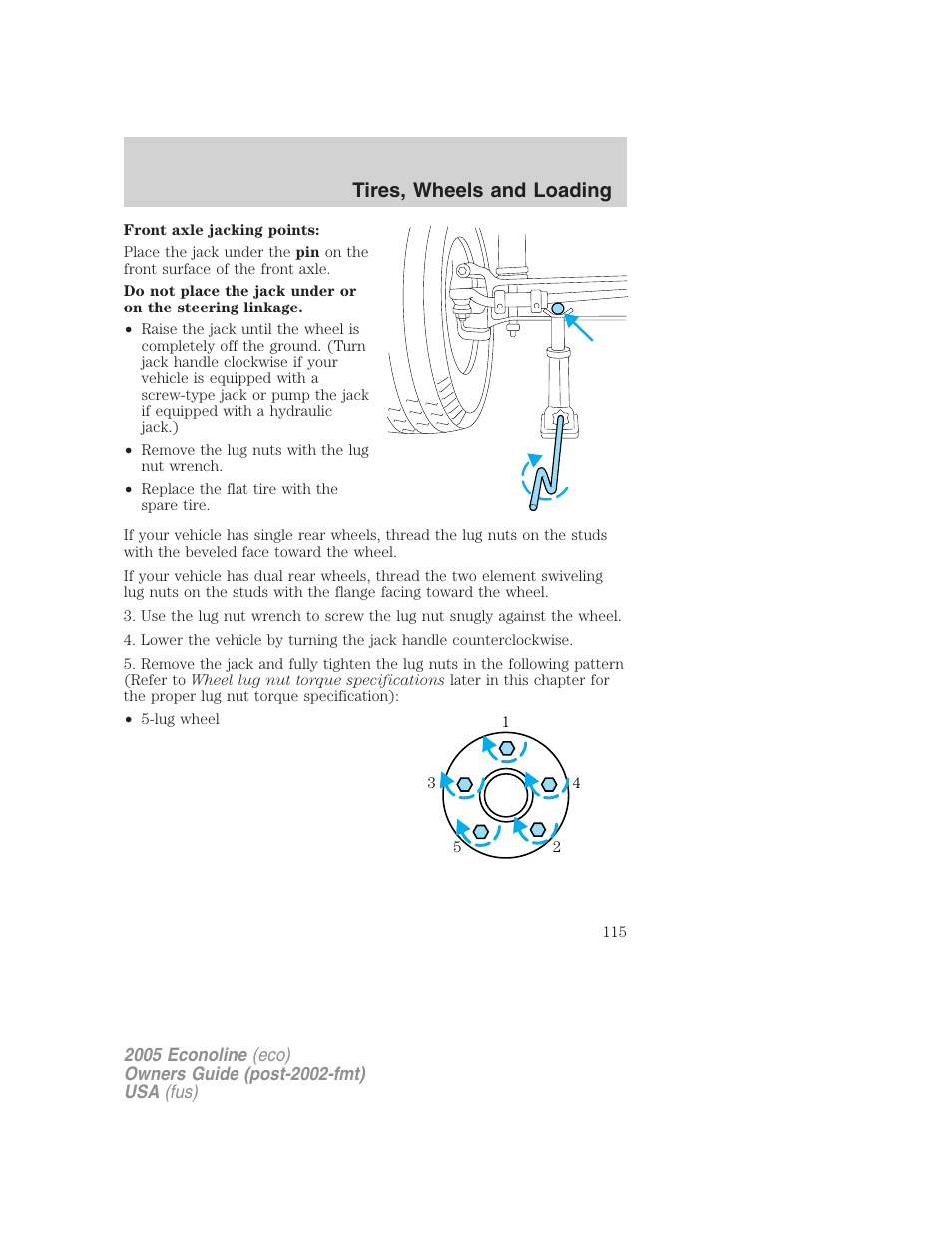 Tires, wheels and loading | FORD 2005 E-450 v.3 User Manual | Page 115 / 248