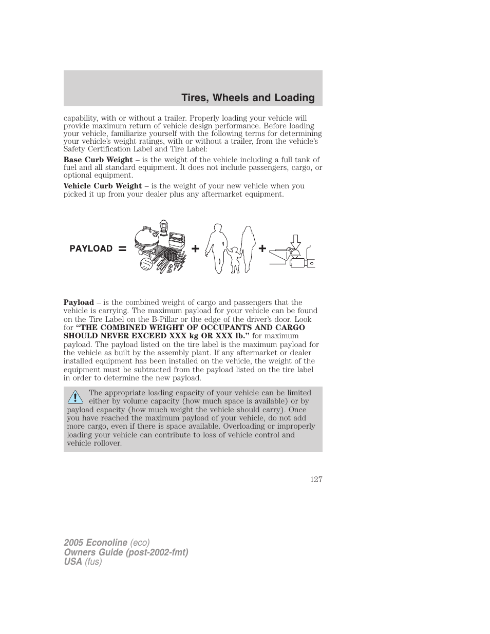 Tires, wheels and loading | FORD 2005 E-450 v.3 User Manual | Page 127 / 248