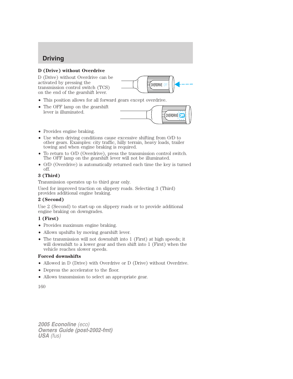 Driving | FORD 2005 E-450 v.3 User Manual | Page 160 / 248