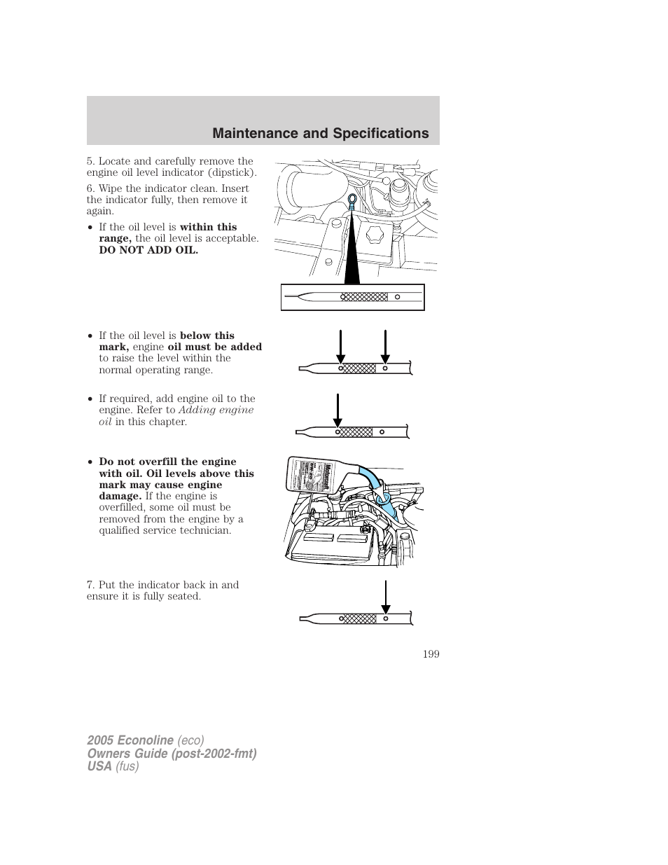 Maintenance and specifications | FORD 2005 E-450 v.3 User Manual | Page 199 / 248