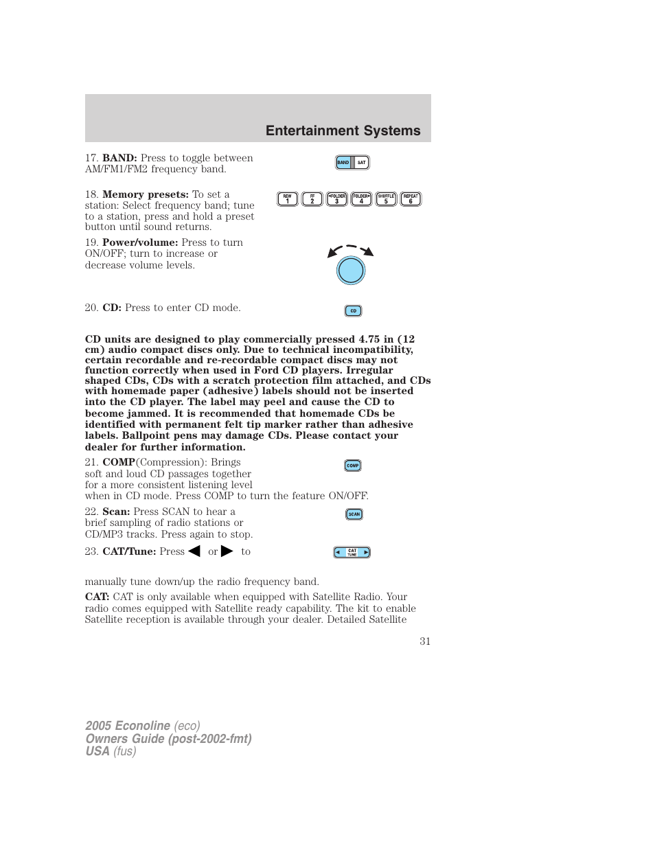 Entertainment systems | FORD 2005 E-450 v.3 User Manual | Page 31 / 248