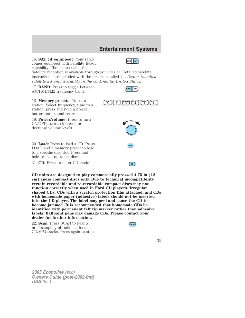 Entertainment systems | FORD 2005 E-450 v.3 User Manual | Page 35 / 248
