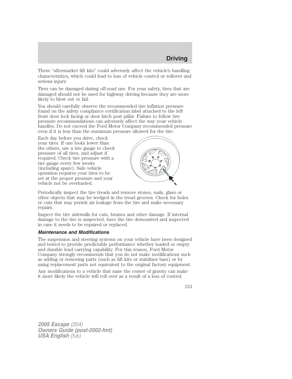 Driving | FORD 2005 Escape v.1 User Manual | Page 153 / 272