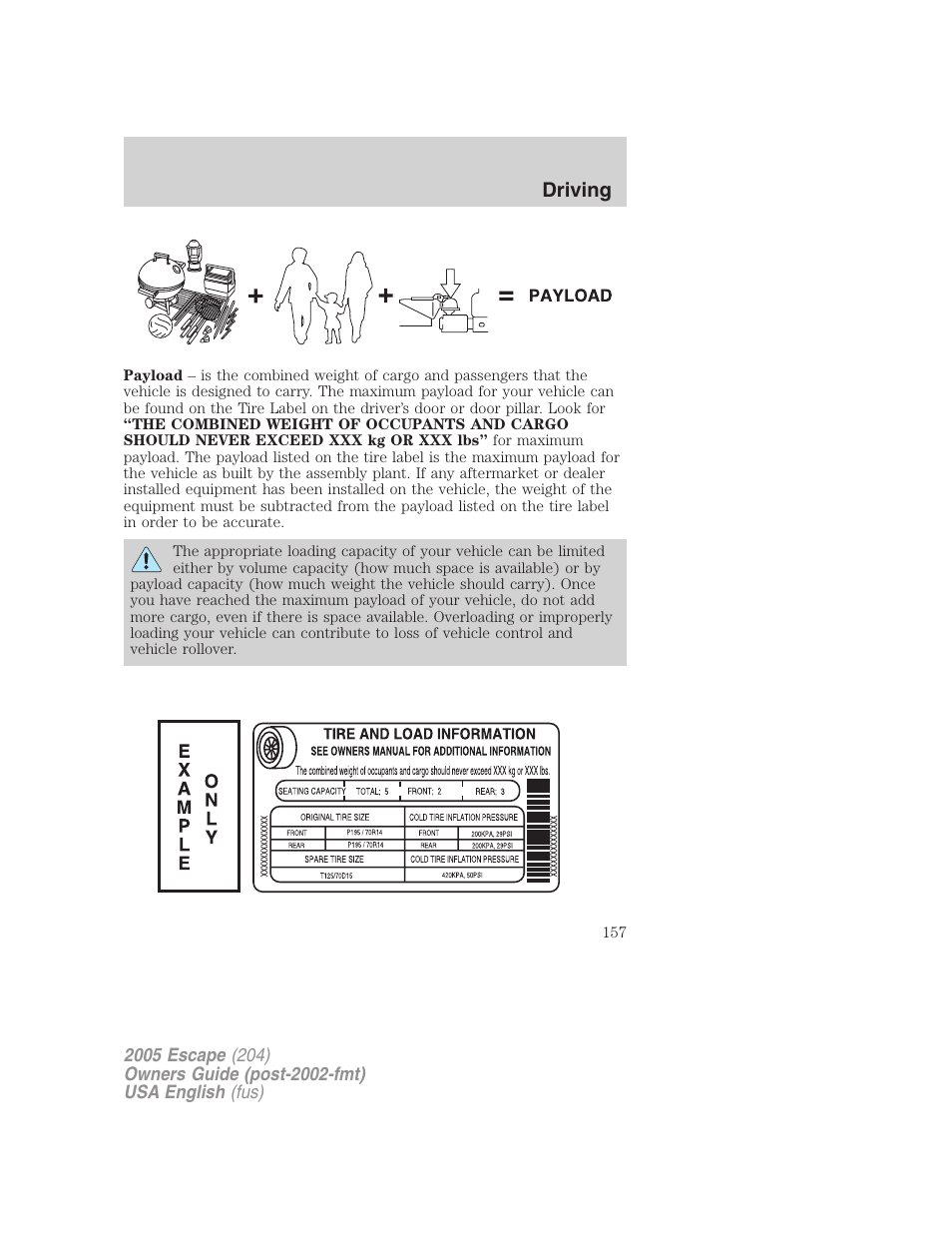 Driving | FORD 2005 Escape v.1 User Manual | Page 157 / 272