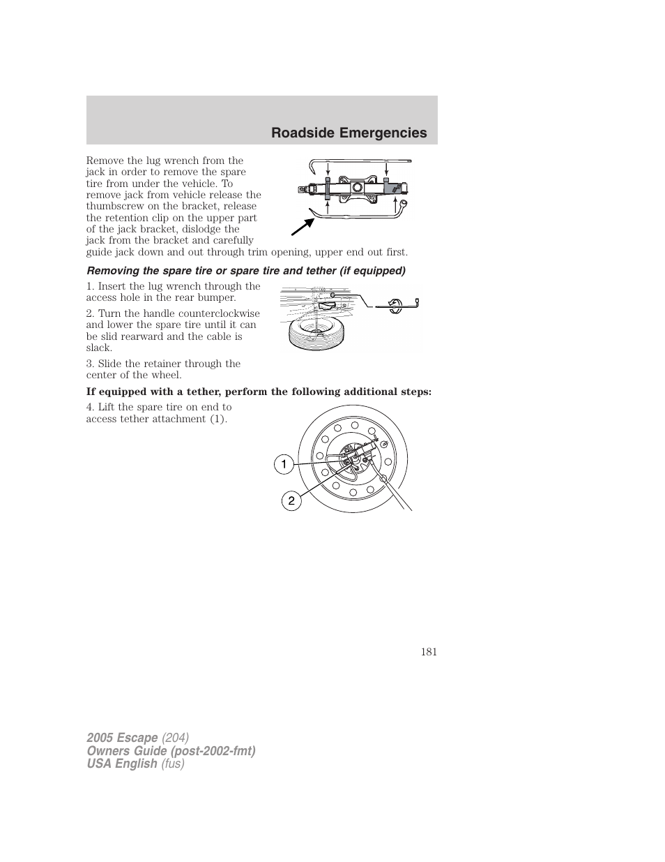 Roadside emergencies | FORD 2005 Escape v.1 User Manual | Page 181 / 272