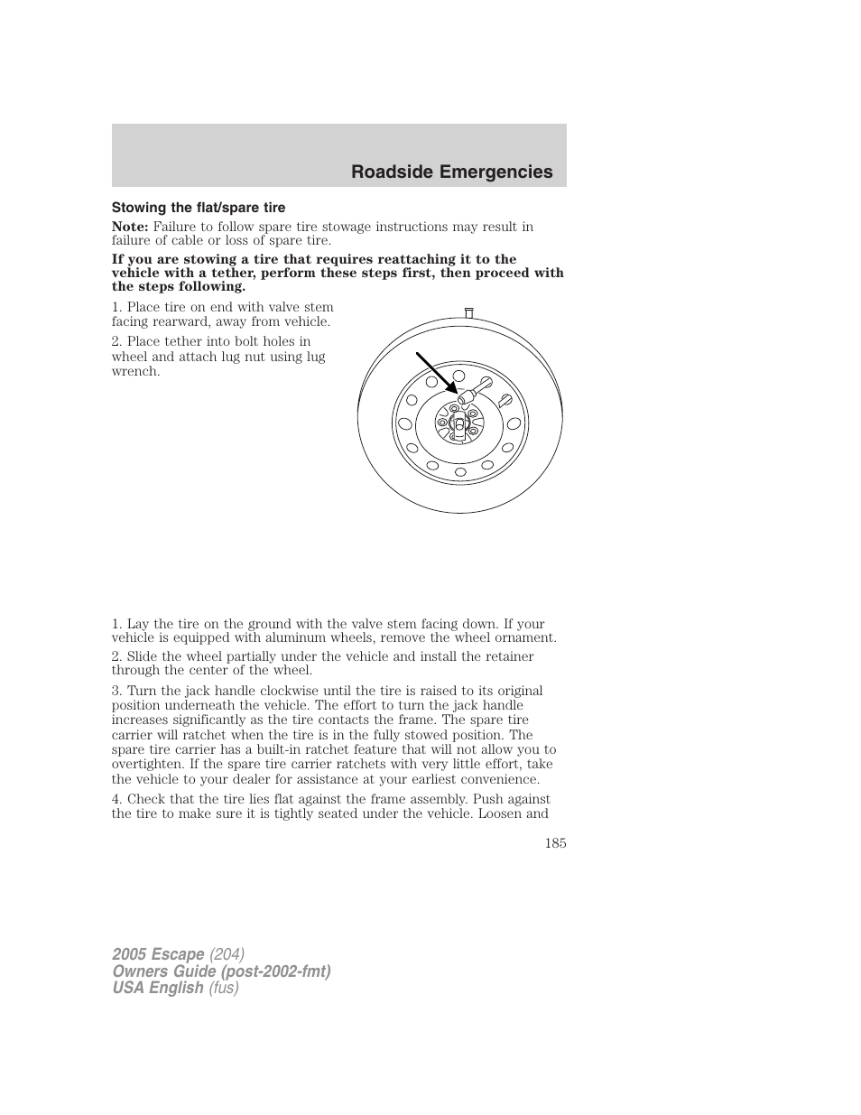 Roadside emergencies | FORD 2005 Escape v.1 User Manual | Page 185 / 272