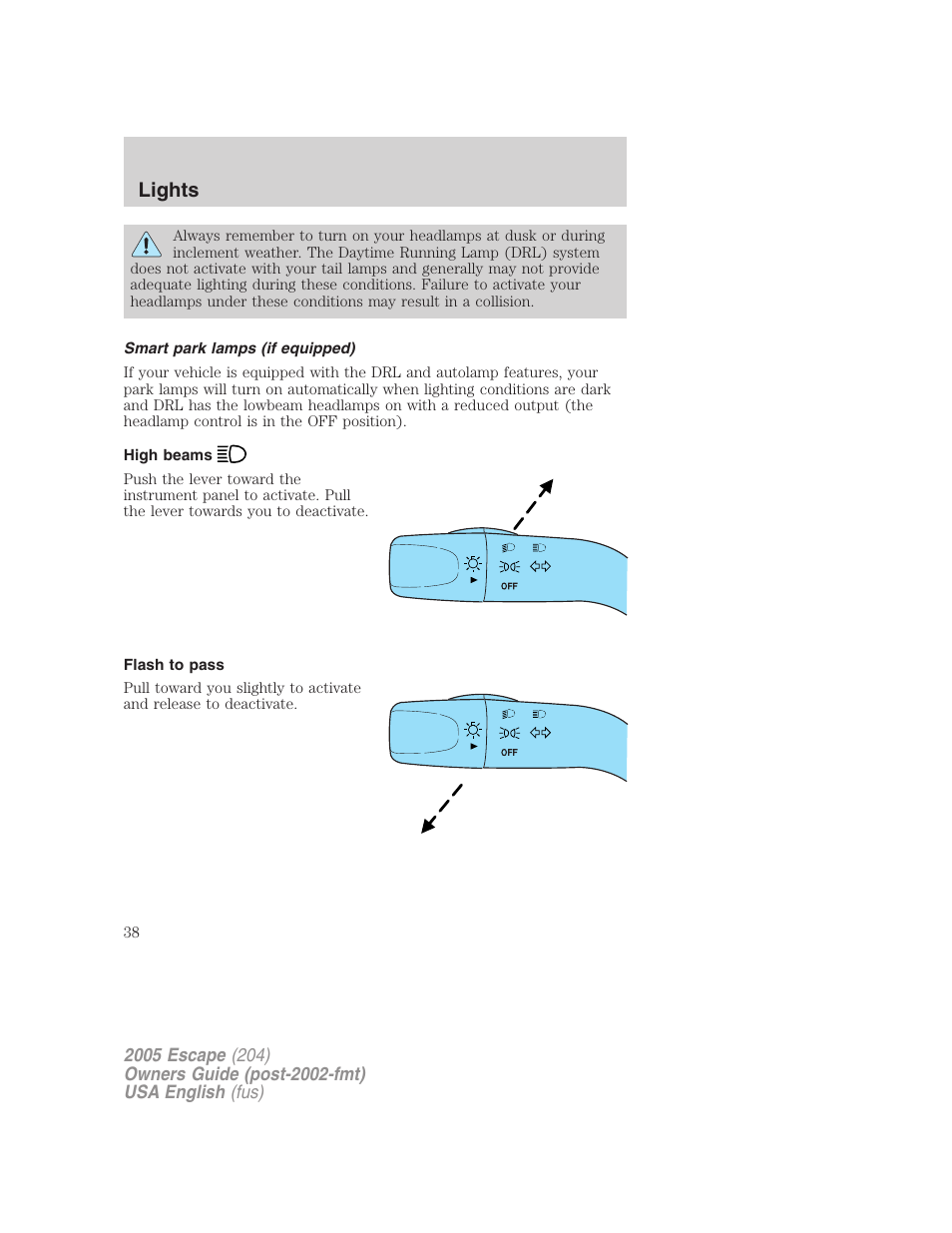 Lights | FORD 2005 Escape v.1 User Manual | Page 38 / 272