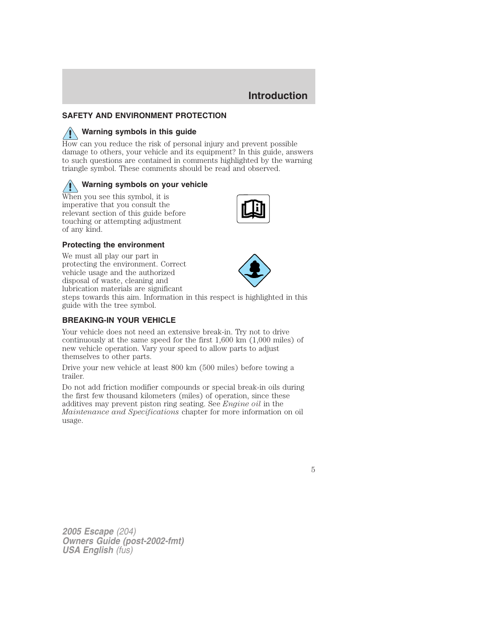 Introduction | FORD 2005 Escape v.1 User Manual | Page 5 / 272