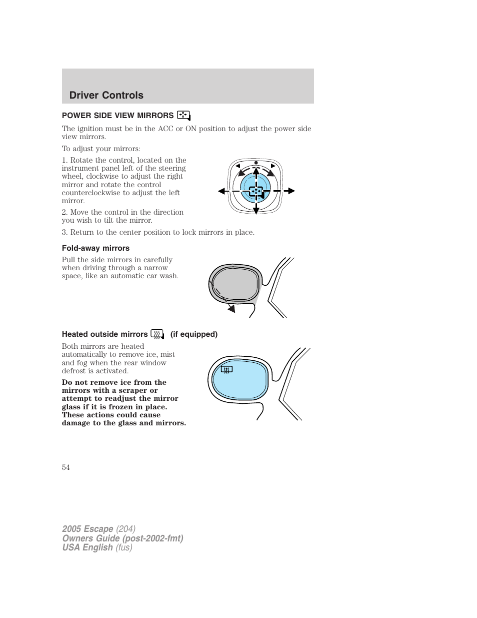 Driver controls | FORD 2005 Escape v.1 User Manual | Page 54 / 272