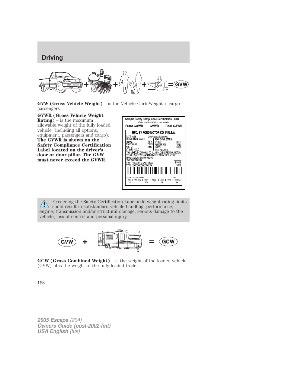 Driving | FORD 2005 Escape v.2 User Manual | Page 158 / 272