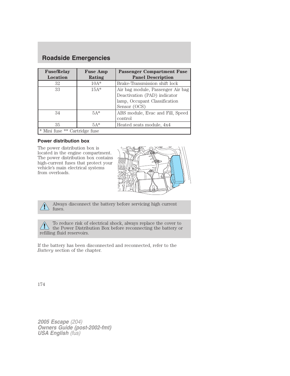 Roadside emergencies | FORD 2005 Escape v.2 User Manual | Page 174 / 272