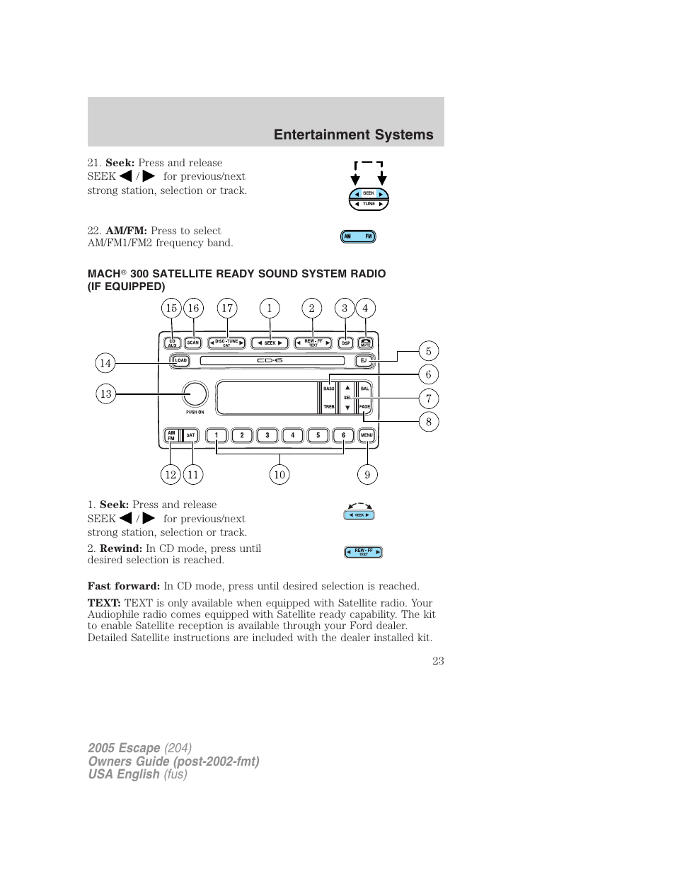Entertainment systems | FORD 2005 Escape v.2 User Manual | Page 23 / 272