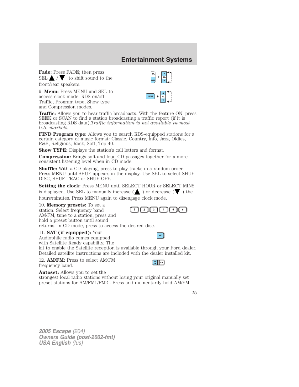 Entertainment systems | FORD 2005 Escape v.2 User Manual | Page 25 / 272