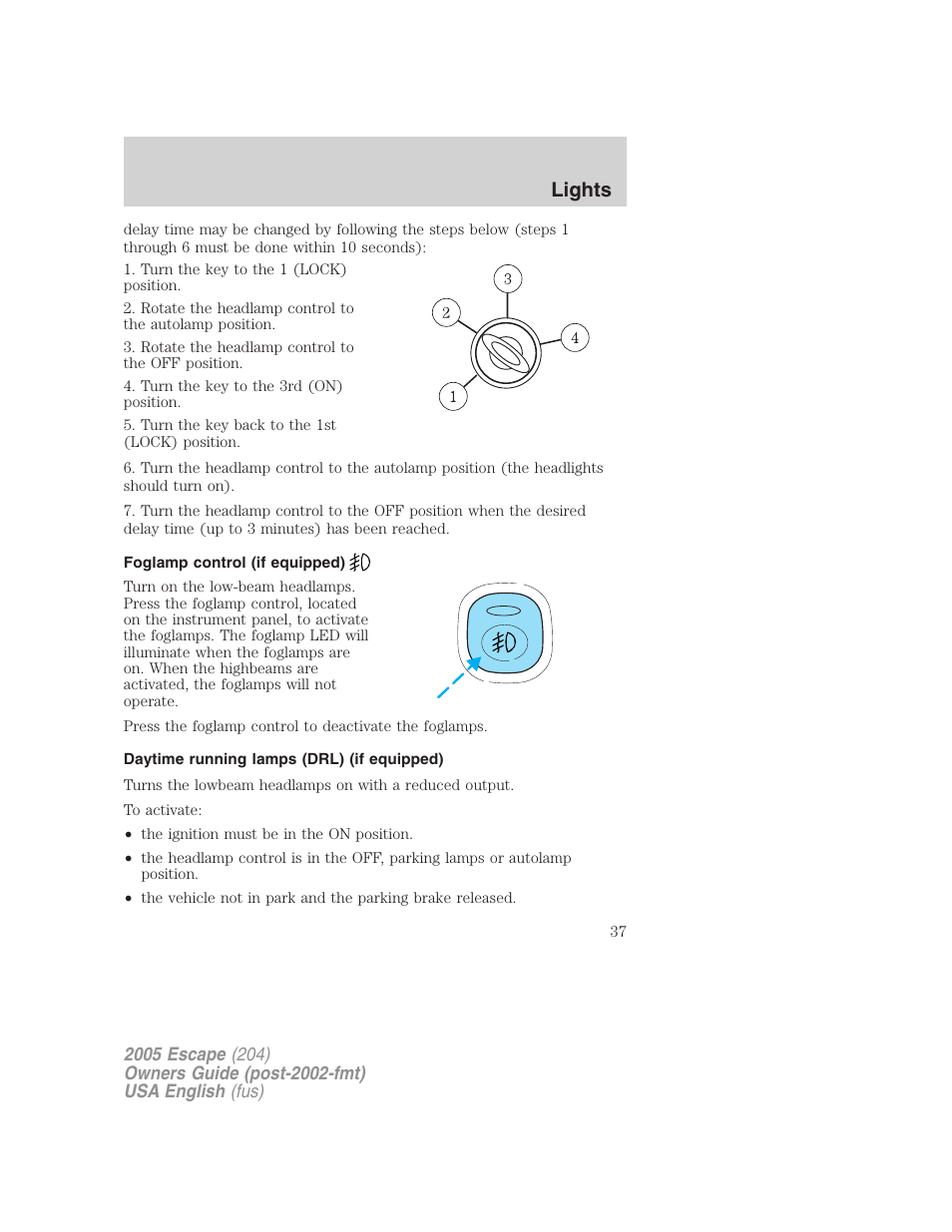 Lights | FORD 2005 Escape v.2 User Manual | Page 37 / 272