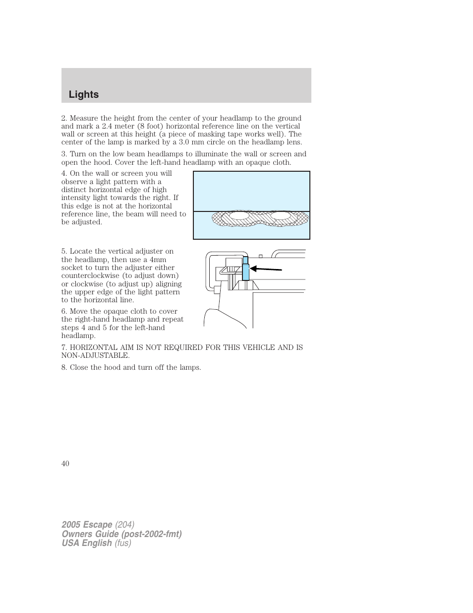 Lights | FORD 2005 Escape v.2 User Manual | Page 40 / 272