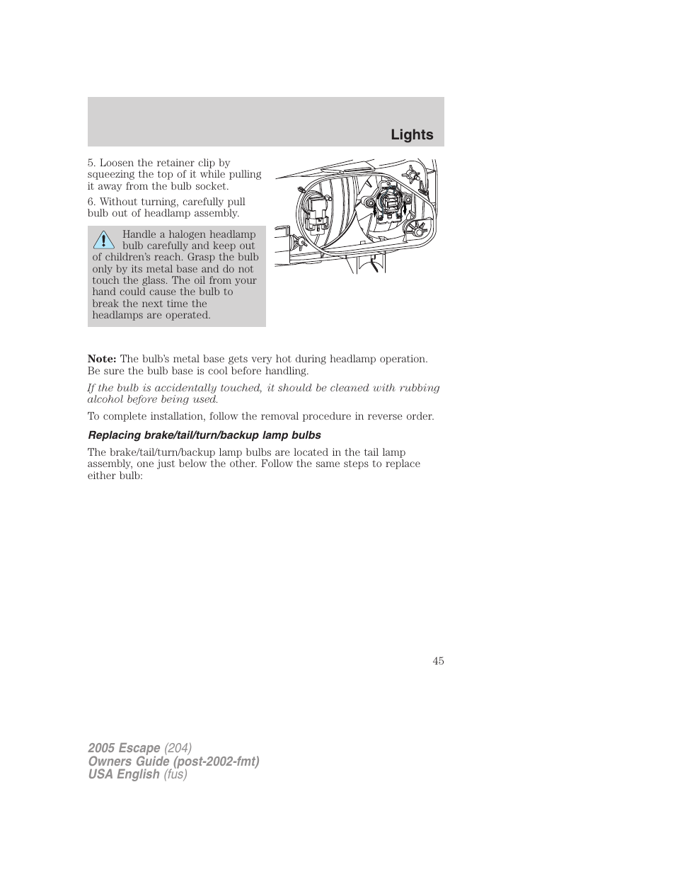 Lights | FORD 2005 Escape v.2 User Manual | Page 45 / 272