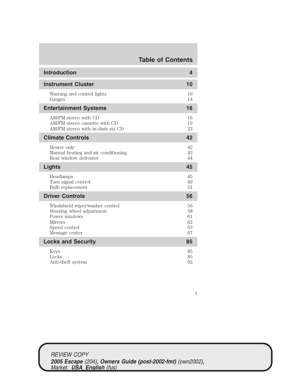 FORD 2005 Escape v.3 User Manual | 288 pages