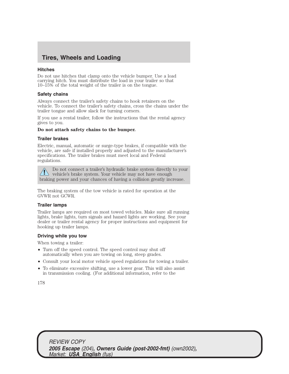 Tires, wheels and loading | FORD 2005 Escape v.3 User Manual | Page 178 / 288