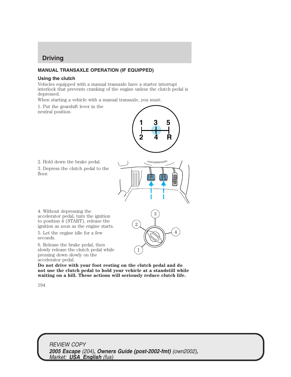 FORD 2005 Escape v.3 User Manual | Page 194 / 288