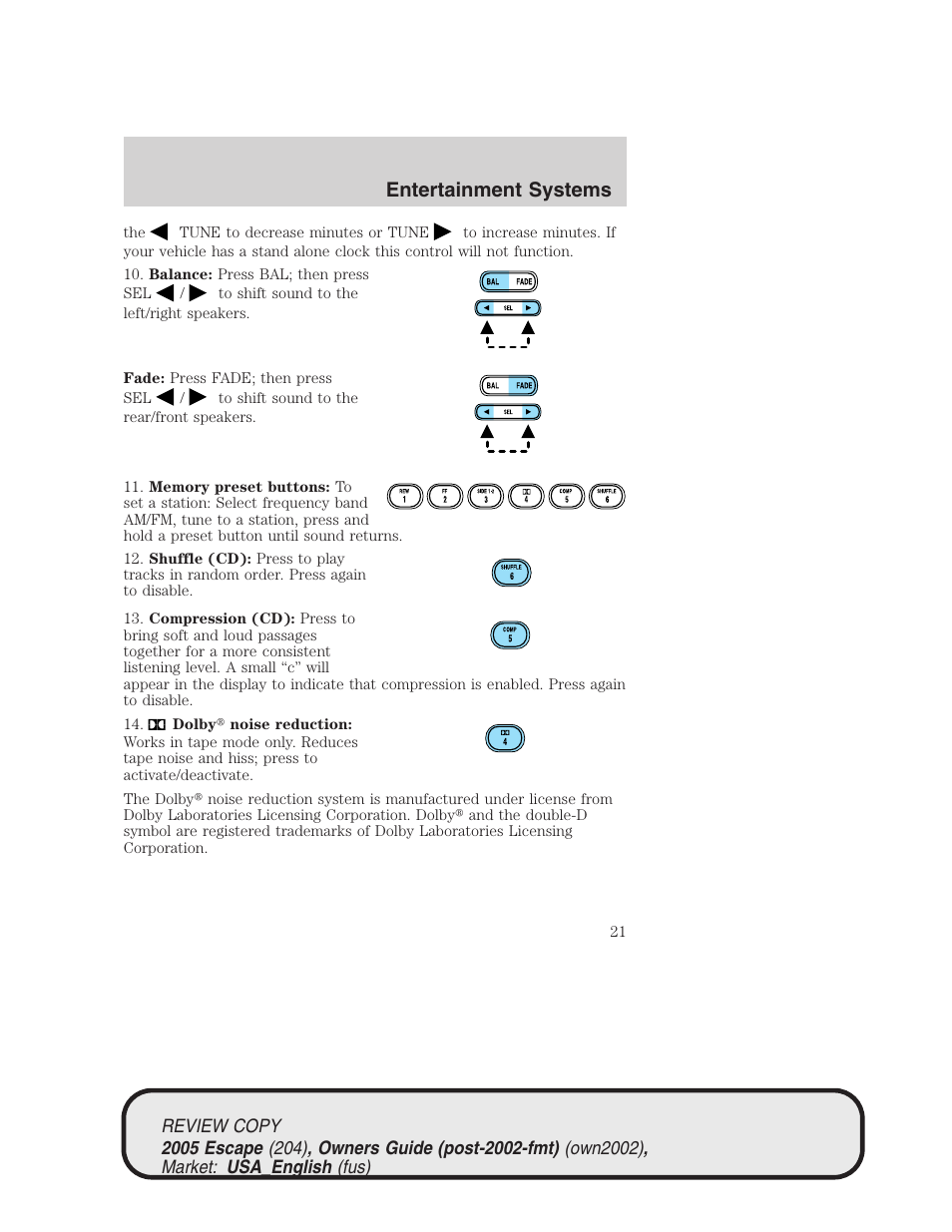 Entertainment systems | FORD 2005 Escape v.3 User Manual | Page 21 / 288