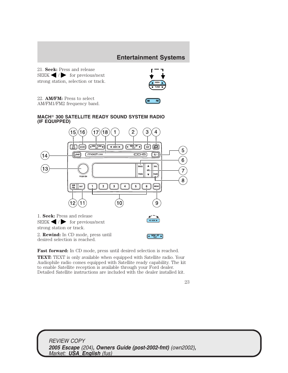 Entertainment systems | FORD 2005 Escape v.3 User Manual | Page 23 / 288