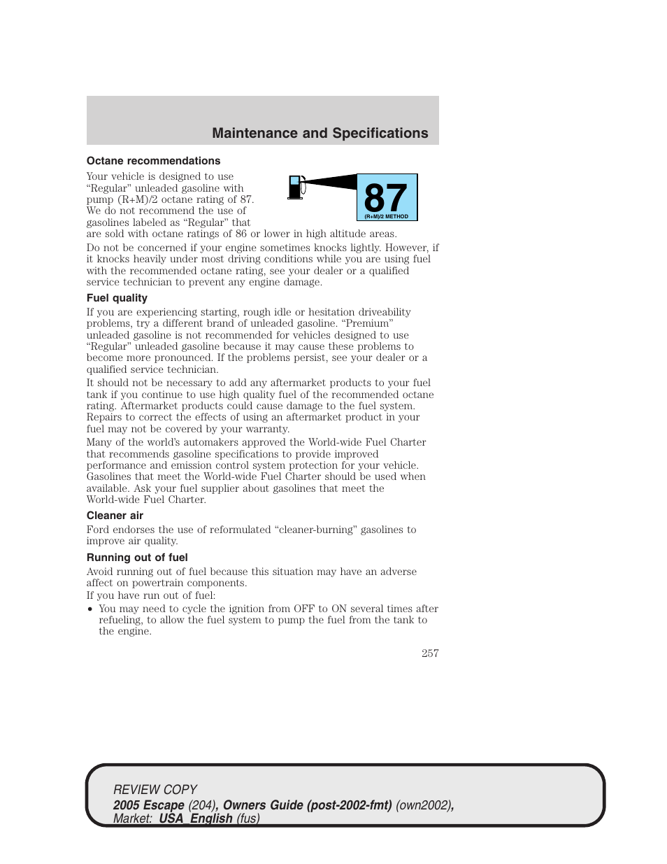 FORD 2005 Escape v.3 User Manual | Page 257 / 288