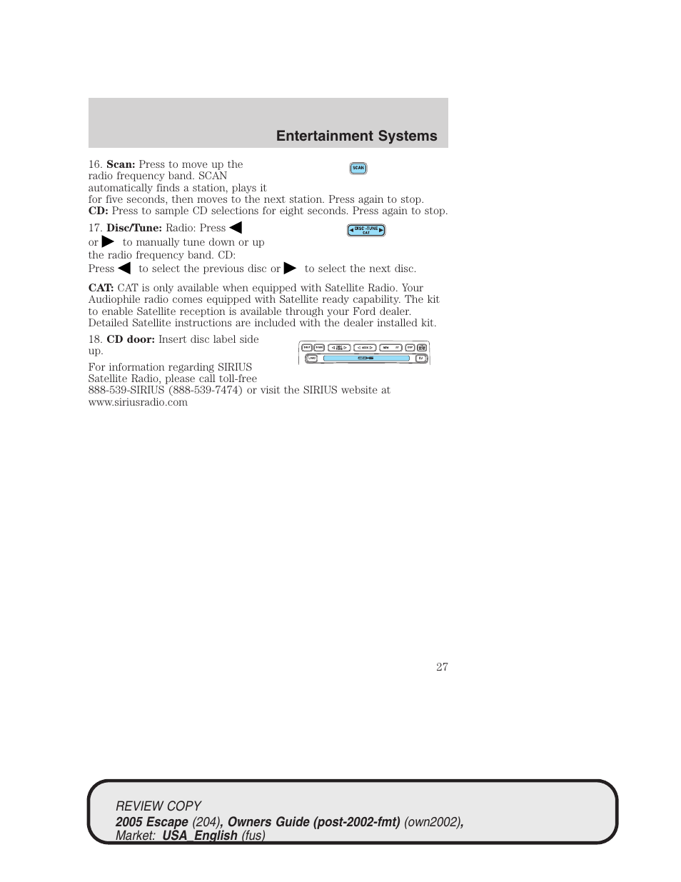 Entertainment systems | FORD 2005 Escape v.3 User Manual | Page 27 / 288