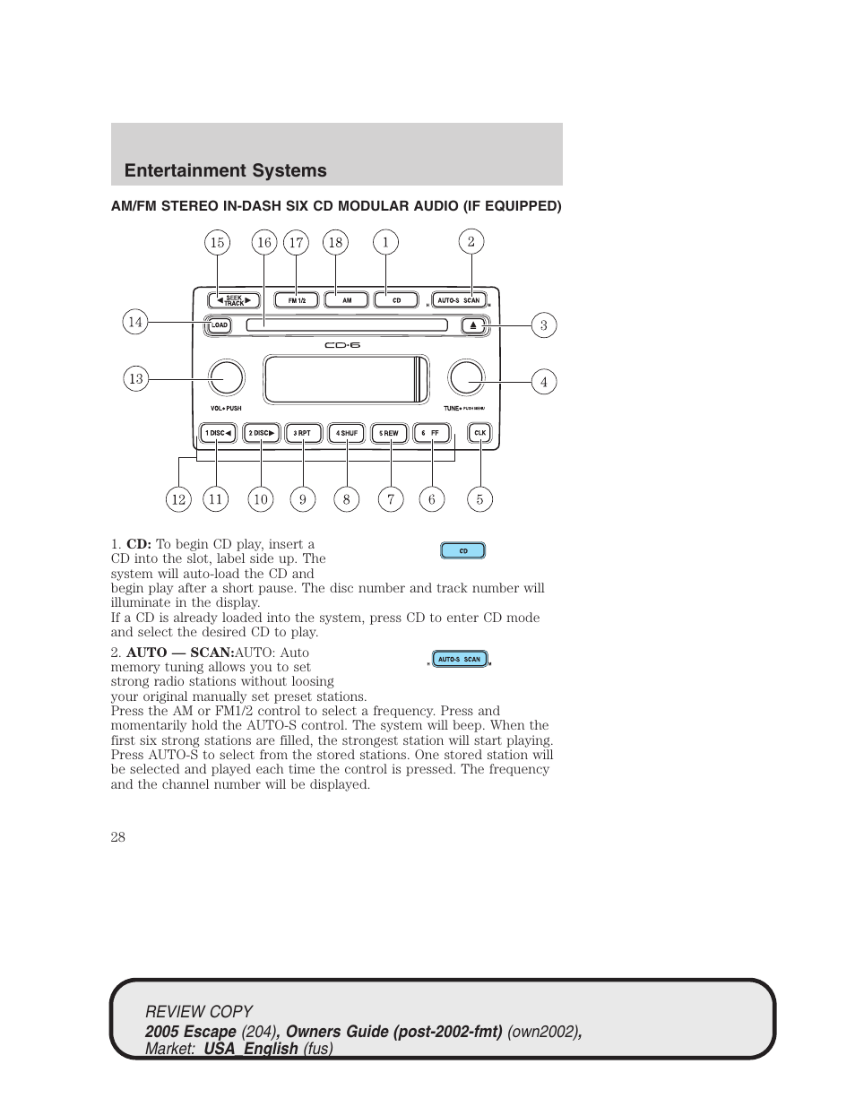 Entertainment systems | FORD 2005 Escape v.3 User Manual | Page 28 / 288