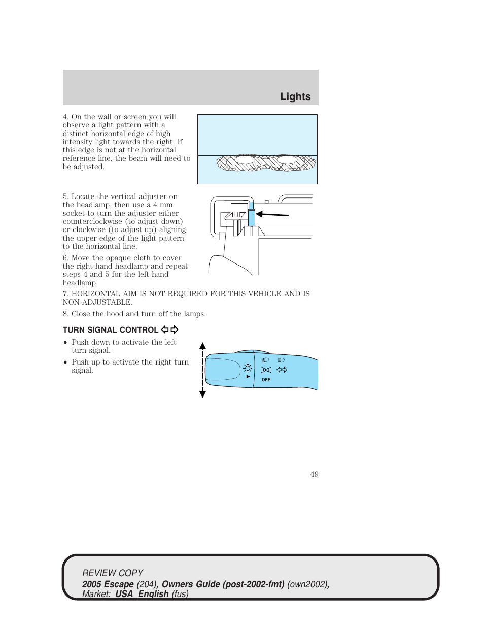 Lights | FORD 2005 Escape v.3 User Manual | Page 49 / 288