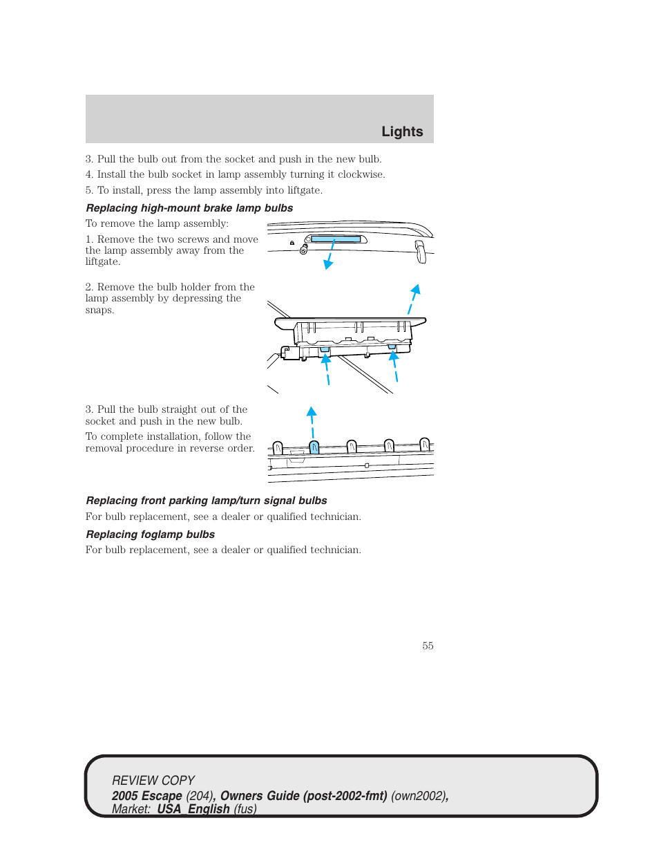 Lights | FORD 2005 Escape v.3 User Manual | Page 55 / 288