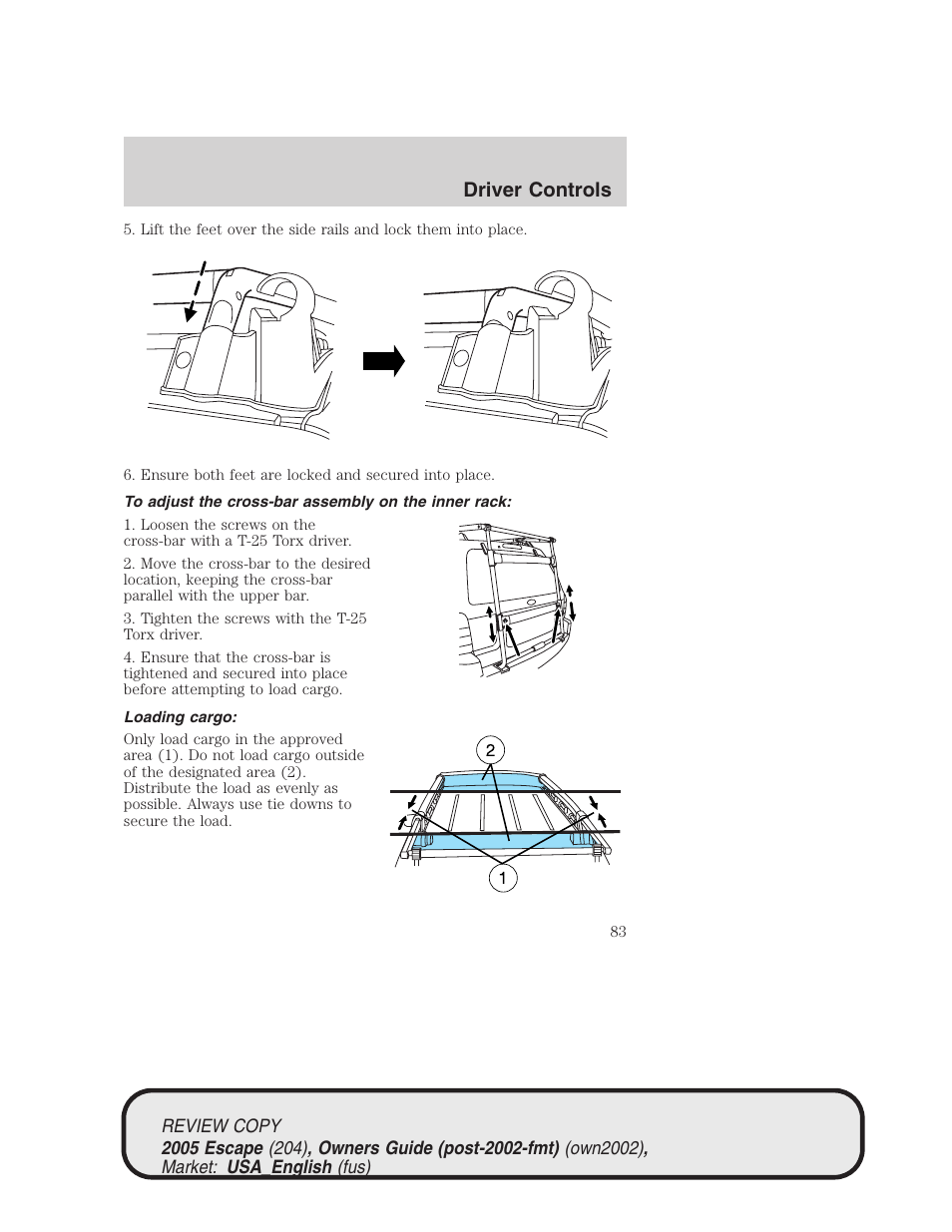 Driver controls | FORD 2005 Escape v.3 User Manual | Page 83 / 288