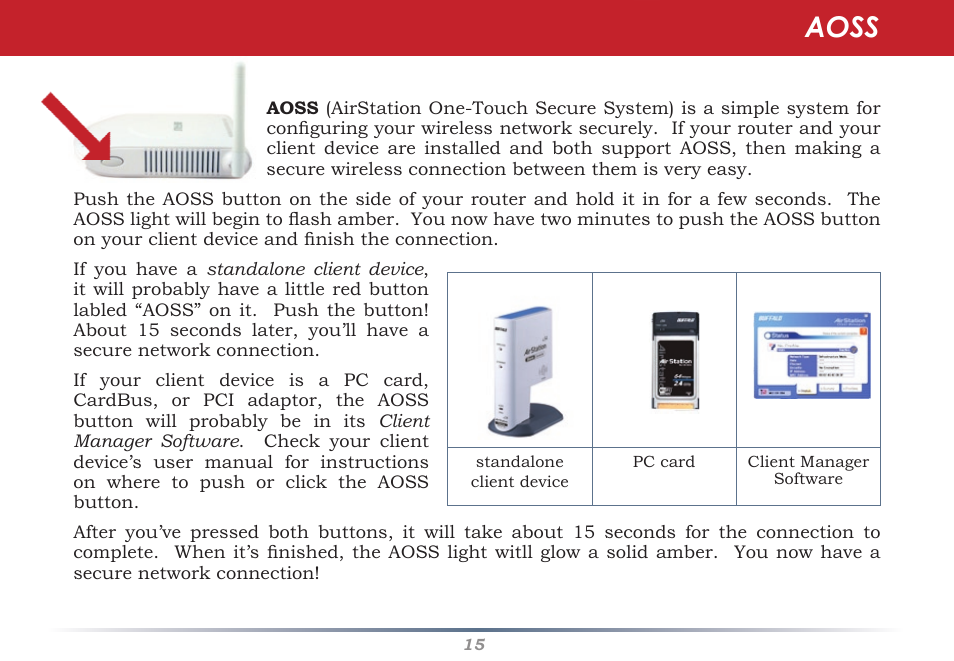 Aoss | Buffalo Technology AIRSTATION WHR-G125 User Manual | Page 15 / 47