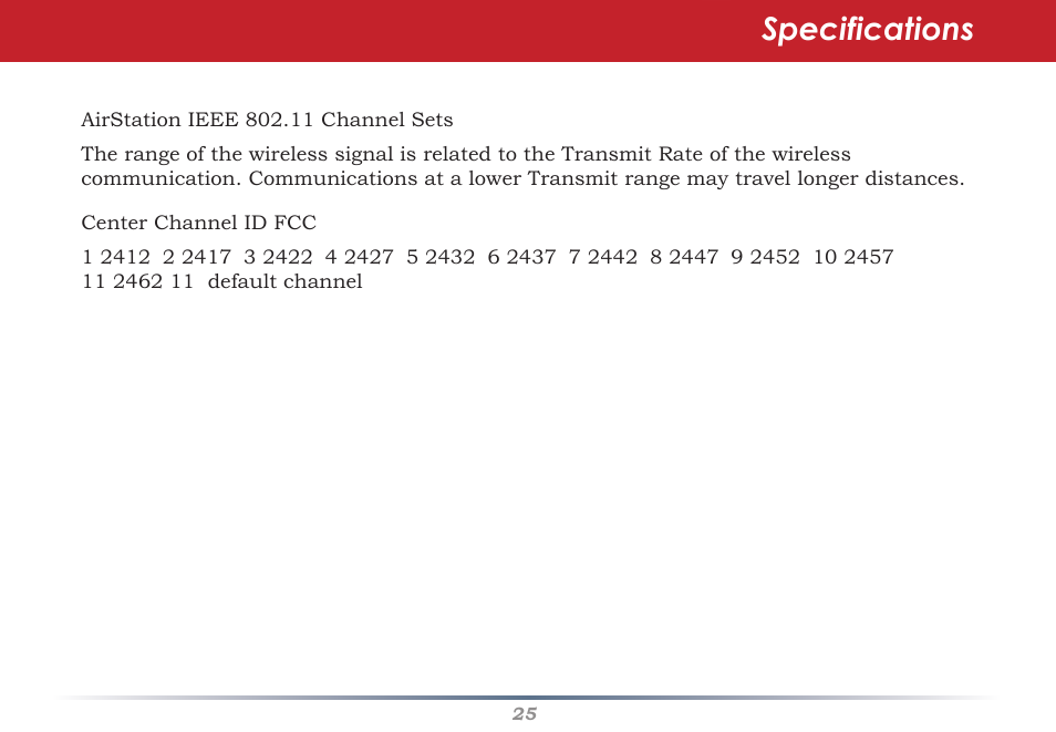 Specifications | Buffalo Technology AIRSTATION WHR-G125 User Manual | Page 25 / 47
