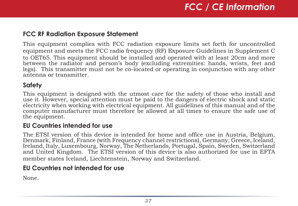 Fcc / ce information | Buffalo Technology AIRSTATION WHR-G125 User Manual | Page 37 / 47
