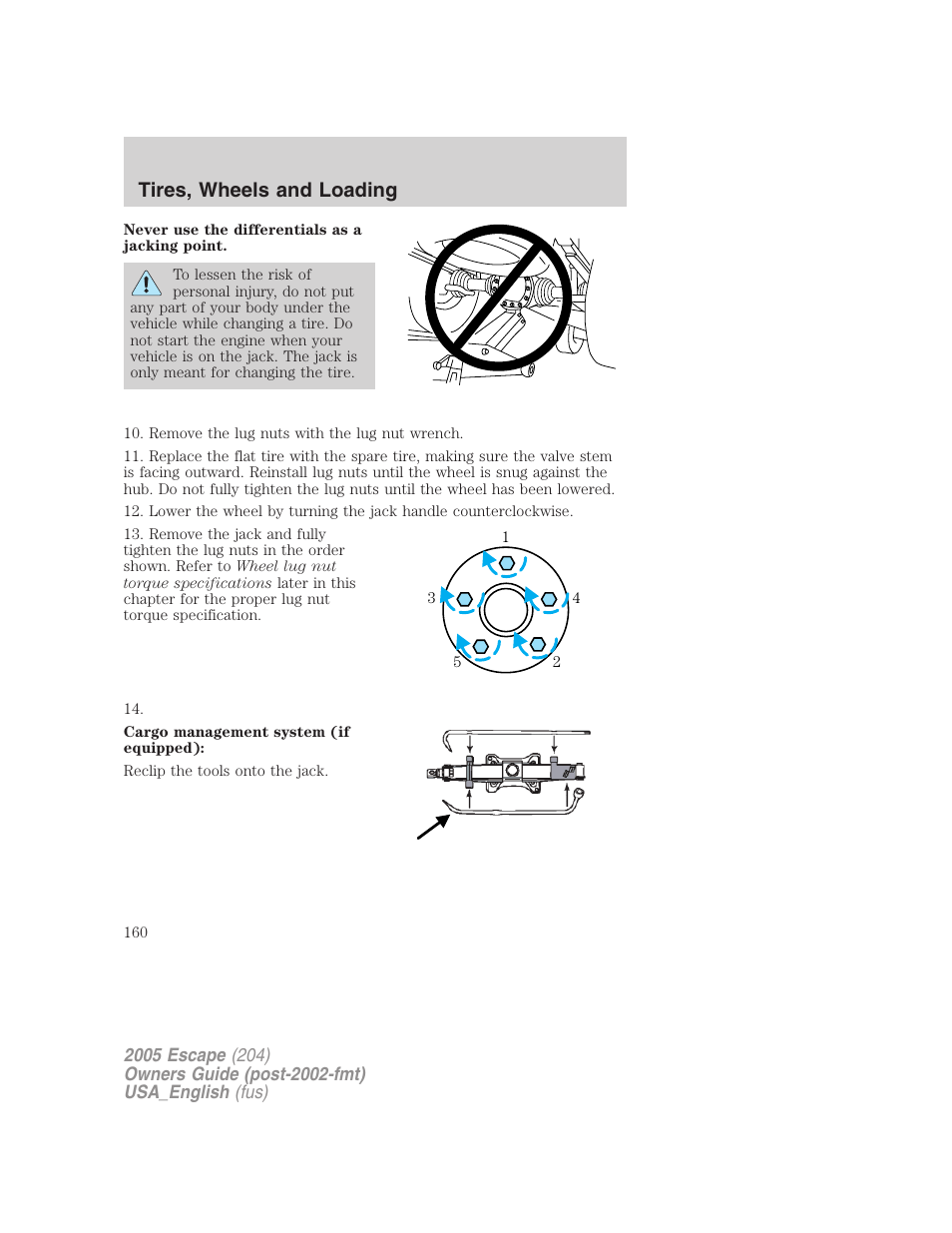 Tires, wheels and loading | FORD 2005 Escape v.4 User Manual | Page 160 / 296