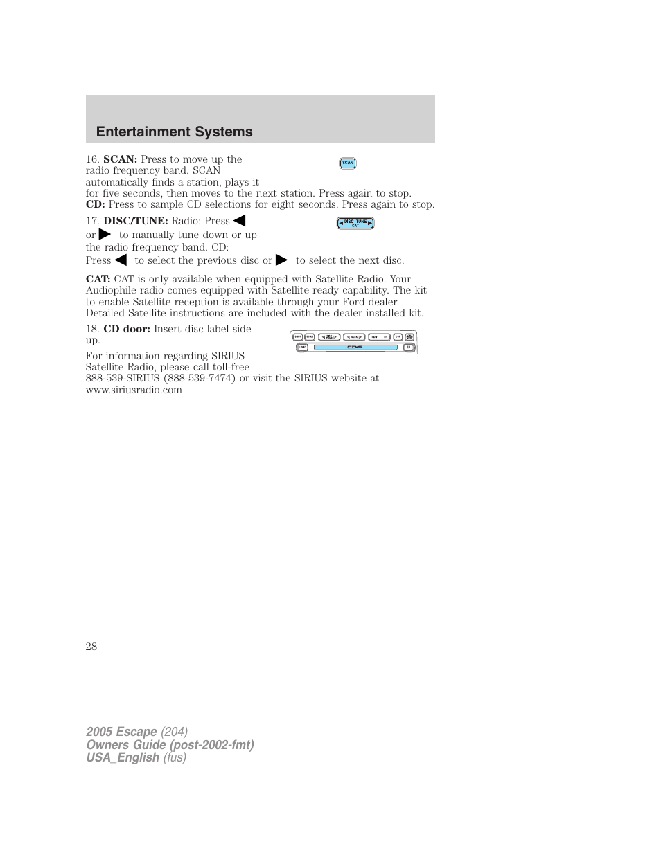 Entertainment systems | FORD 2005 Escape v.4 User Manual | Page 28 / 296