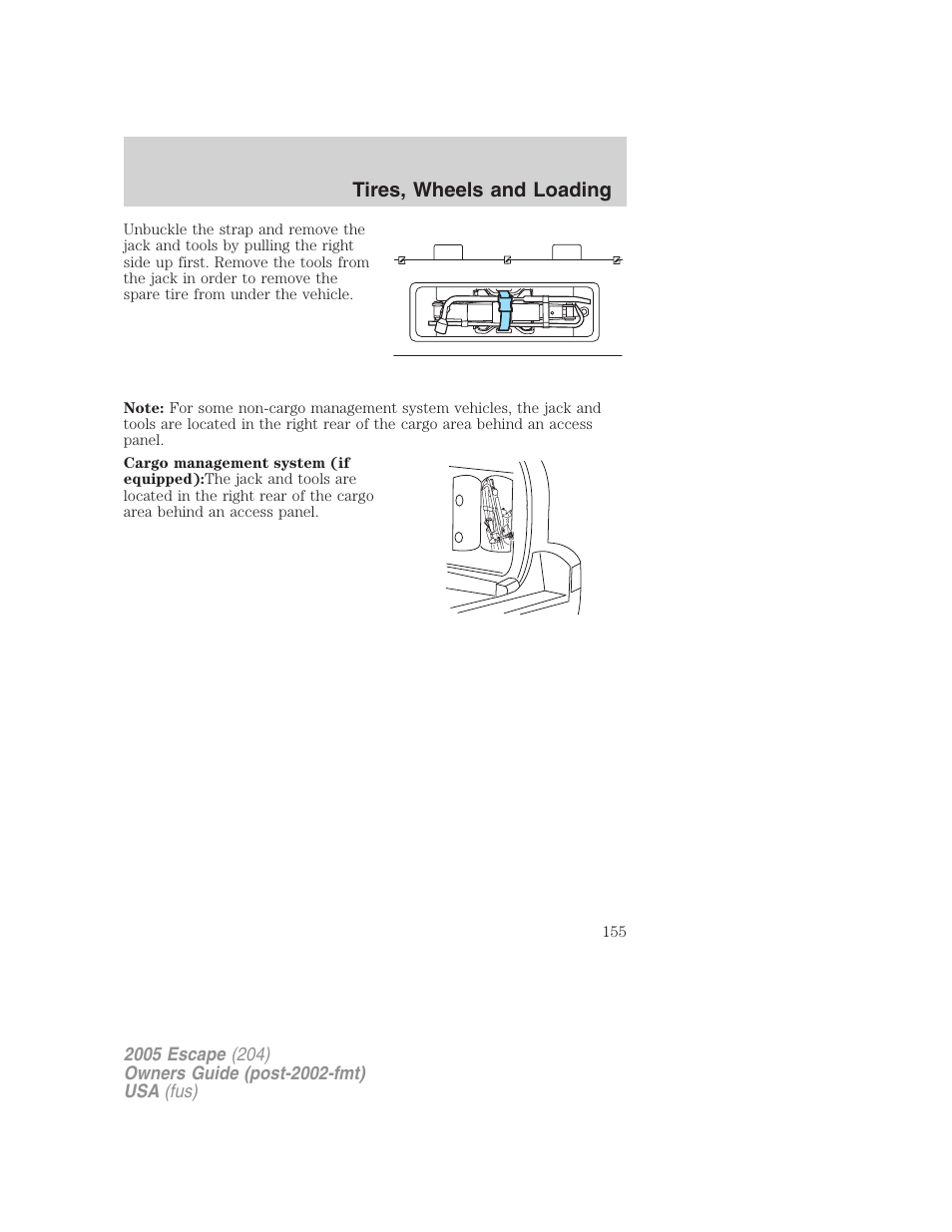 Tires, wheels and loading | FORD 2005 Escape v.5 User Manual | Page 155 / 296