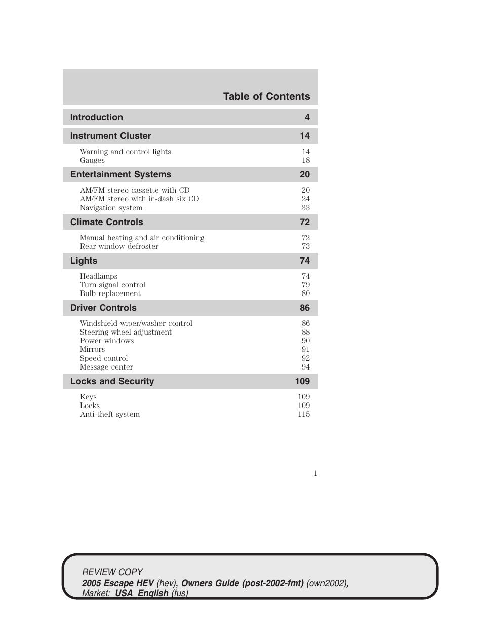 FORD 2005 Escape Hybrid v.1 User Manual | 328 pages