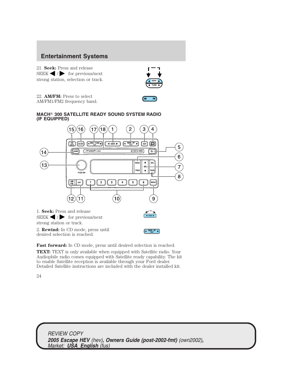 Entertainment systems | FORD 2005 Escape Hybrid v.1 User Manual | Page 24 / 328
